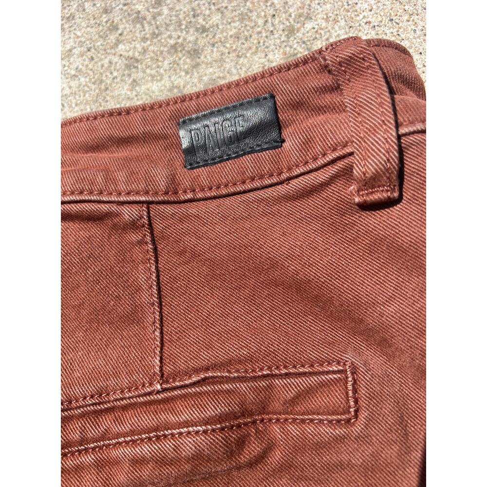 Paige Pants Women Sz 30 Mahogany Brown Slim Straight Kick Flare Zip Fly 4-Pocket - Picture 8 of 8